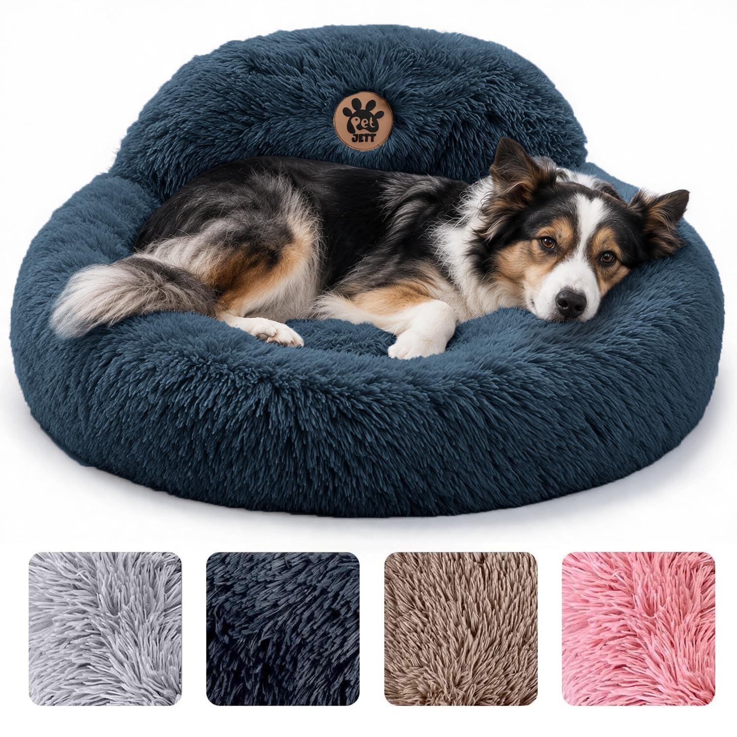PetJett vue de face du lit donut medium montrant forme accueillante et confort