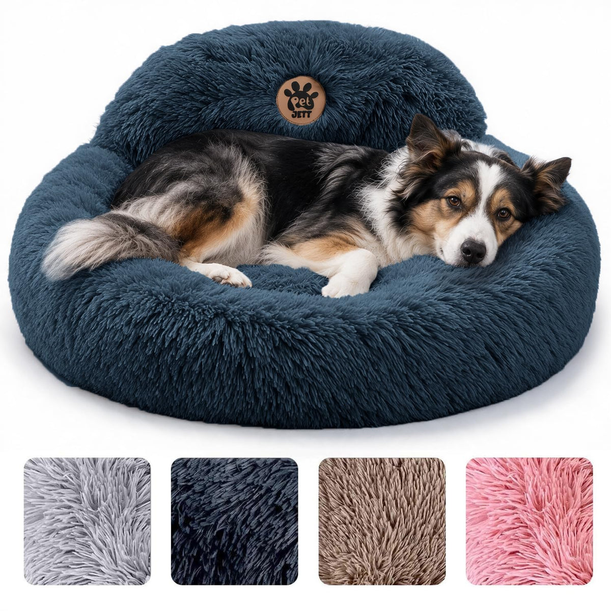 PetJett vue de face du lit donut medium montrant forme accueillante et confort