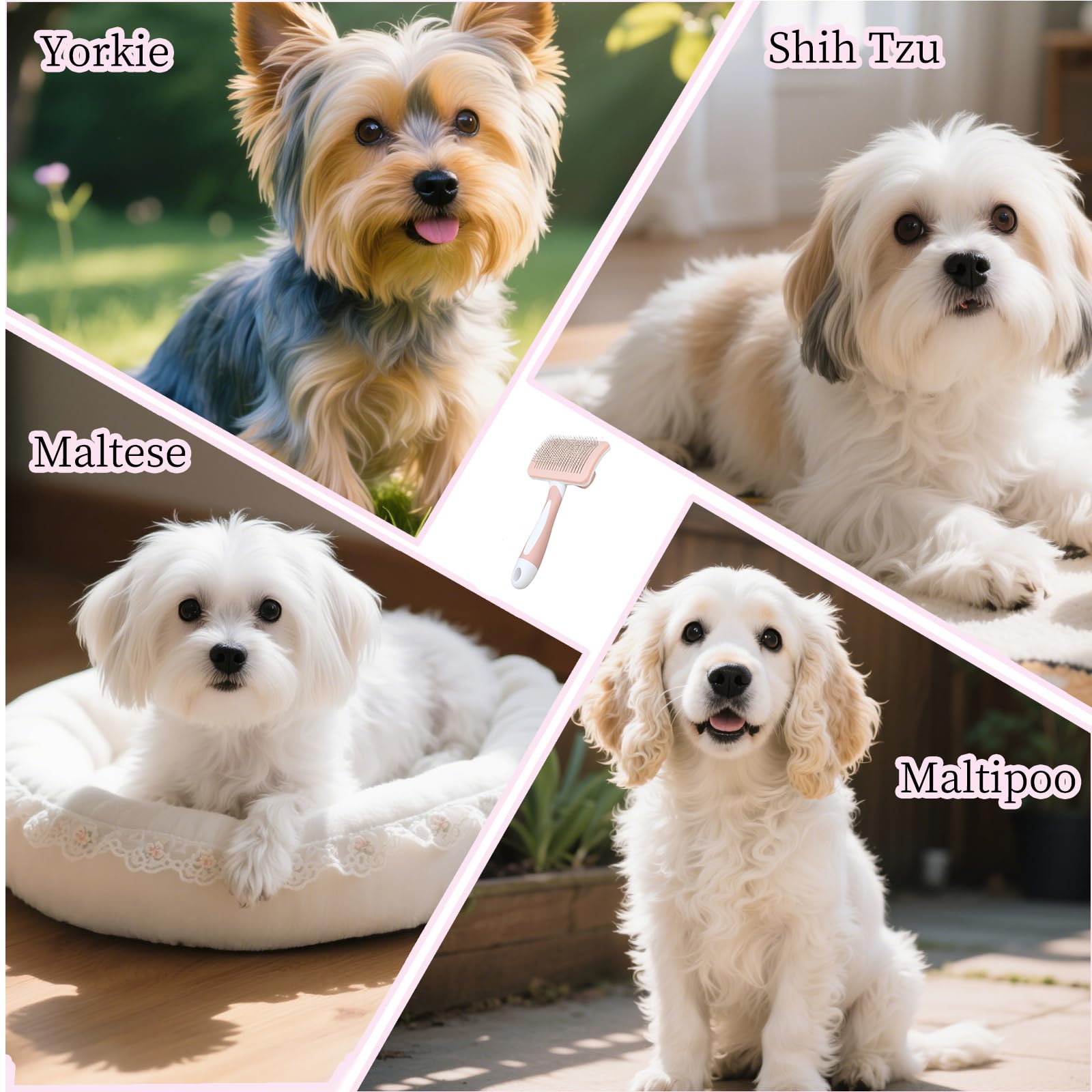 PetJoyHaven brosse en usage sur Yorkshire réduisant nœuds