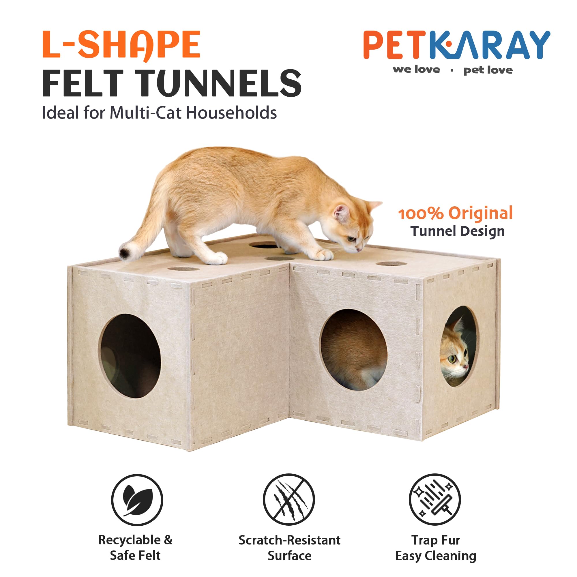PETKARAY gros plan feutre texture douce, protège griffes et confort