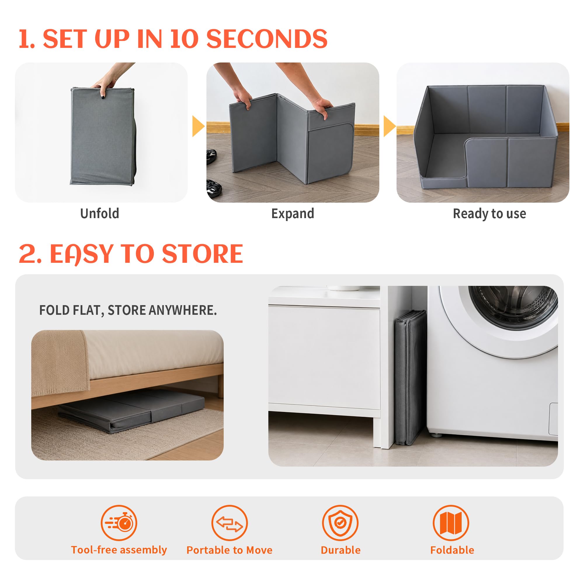 PETKARAY produit plié à plat pour un rangement discret sous meuble