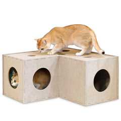 PETKARAY tunnel face avant beige montrant ouverture et design, stimule jeu
