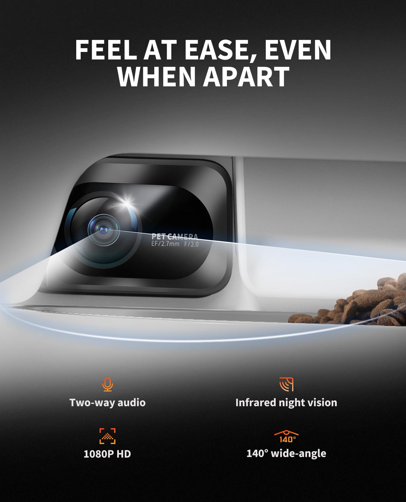 PETKIT gros plan de la caméra 1080p offrant surveillance claire