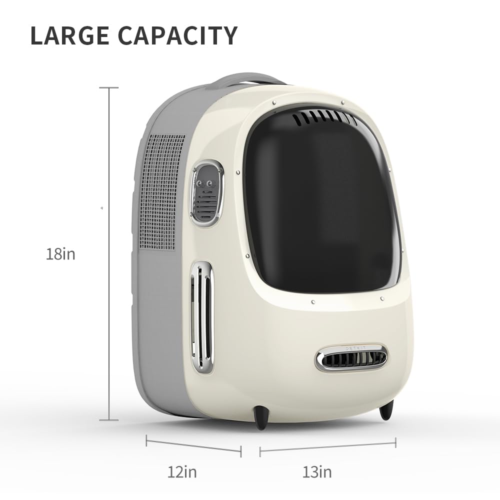 PETKIT chat à l'intérieur pour comparaison d'échelle montrant l'espace confortable