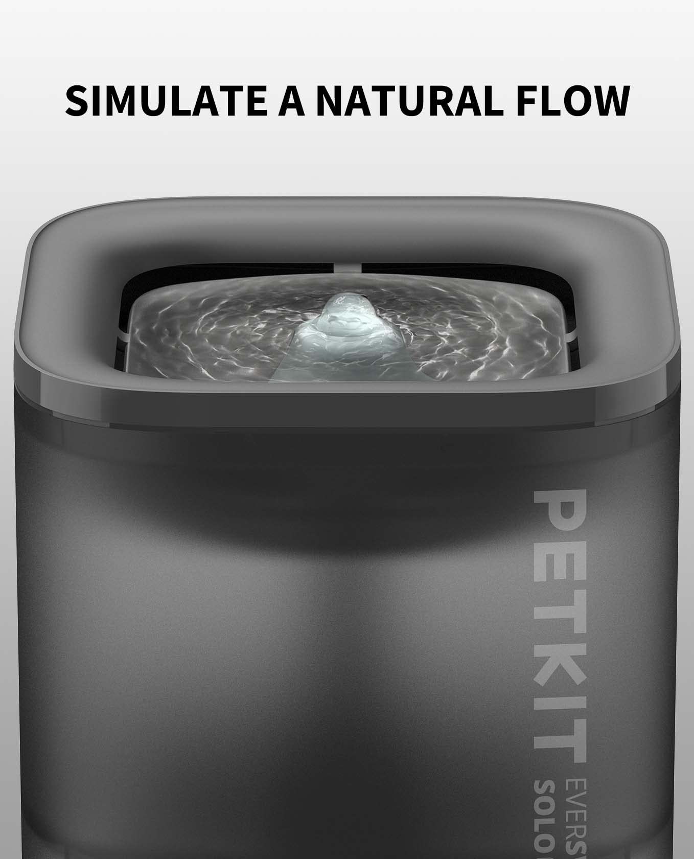 PETKIT voyant LED clignotant montrant alerte niveau d'eau et protection moteur