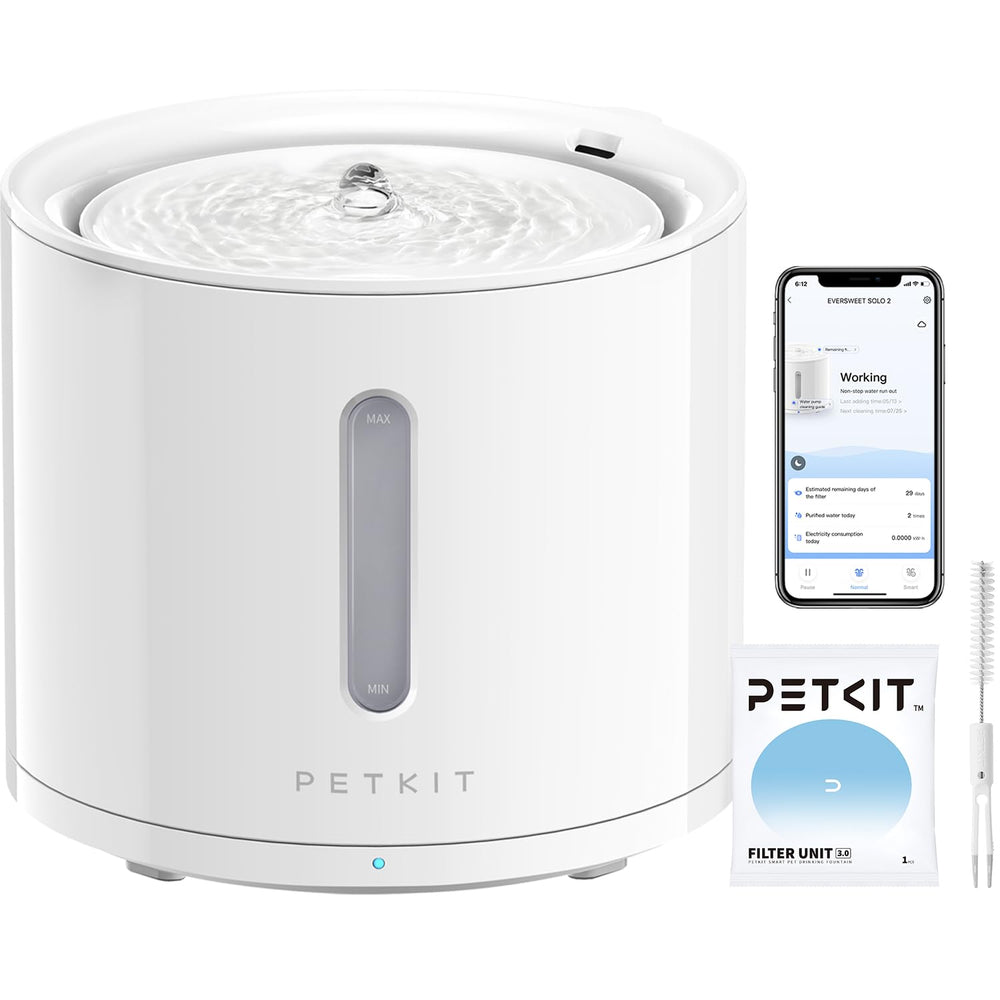 PETKIT vue avant de la fontaine, design compact et accès facile