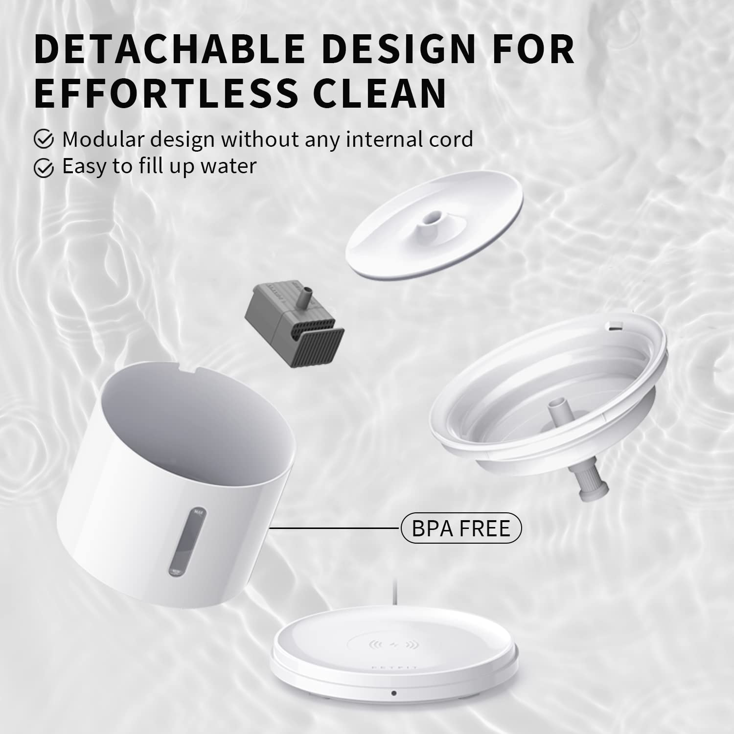 PETKIT parties détachables séparées pour remplissage et sécurité