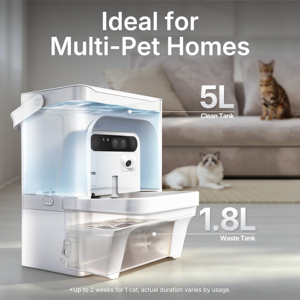 PETKIT scène de vie au salon démontrant intégration discrète et faible bruit