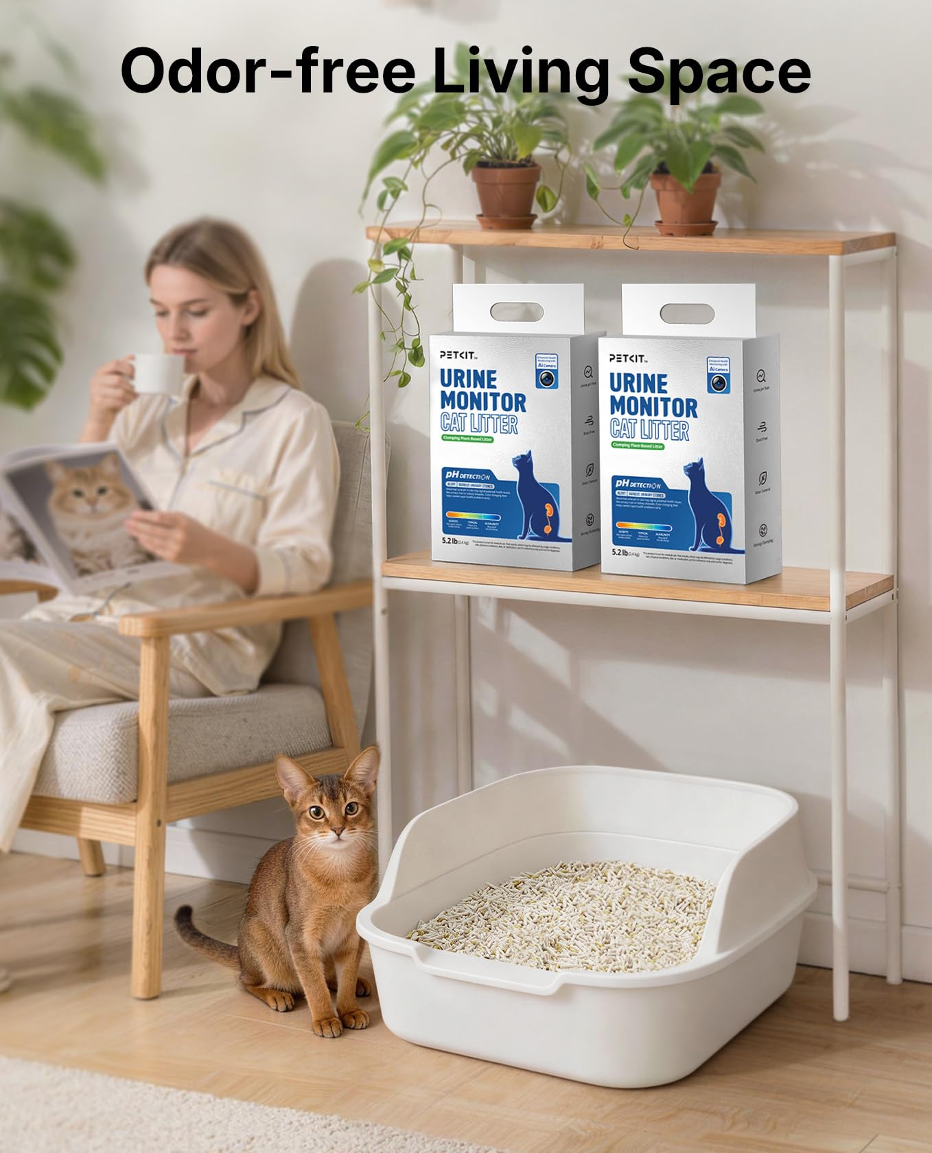PETKIT comparaison de volume avec une main, dosage facile
