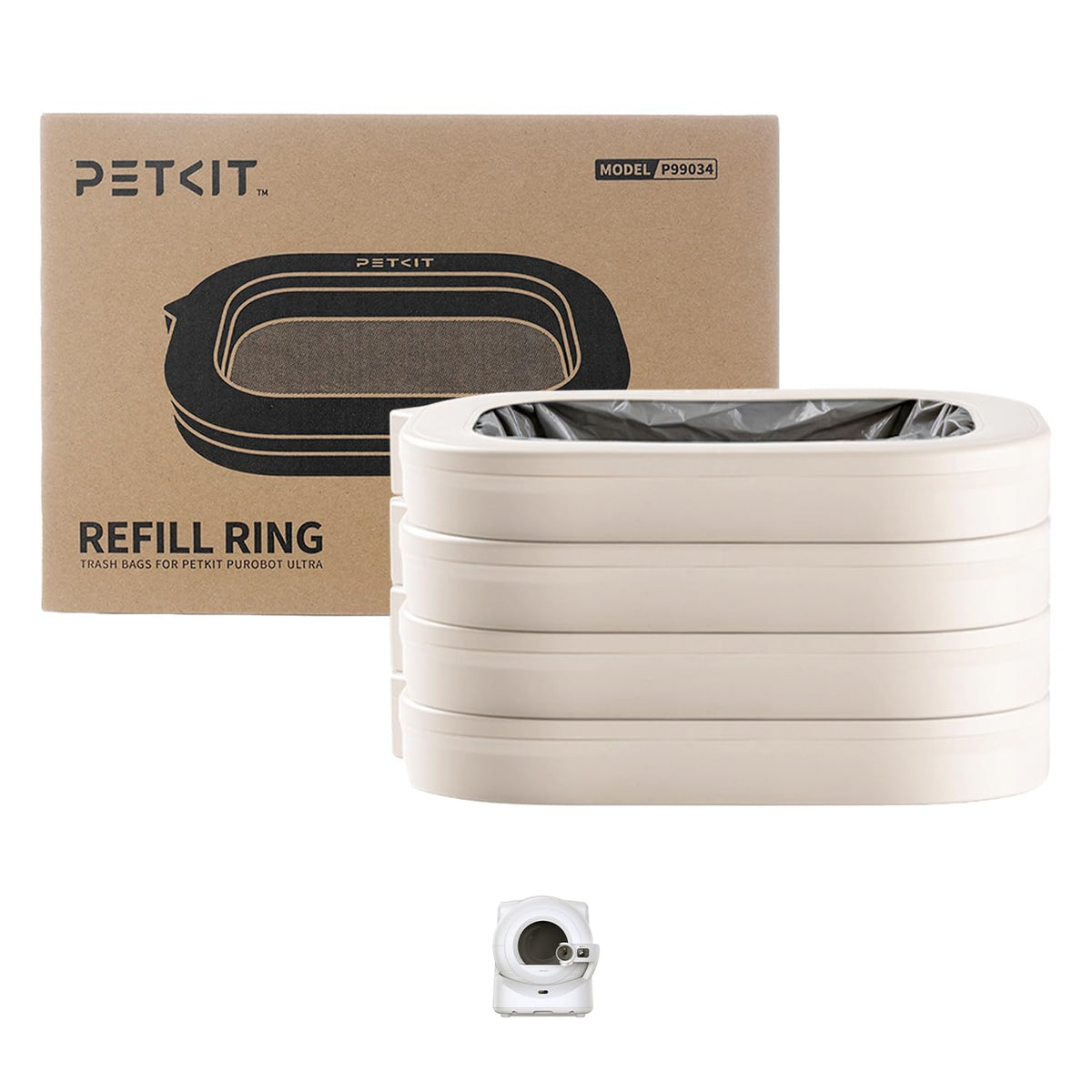 PETKIT face avant du pack d’anneaux recharge pratique et compact
