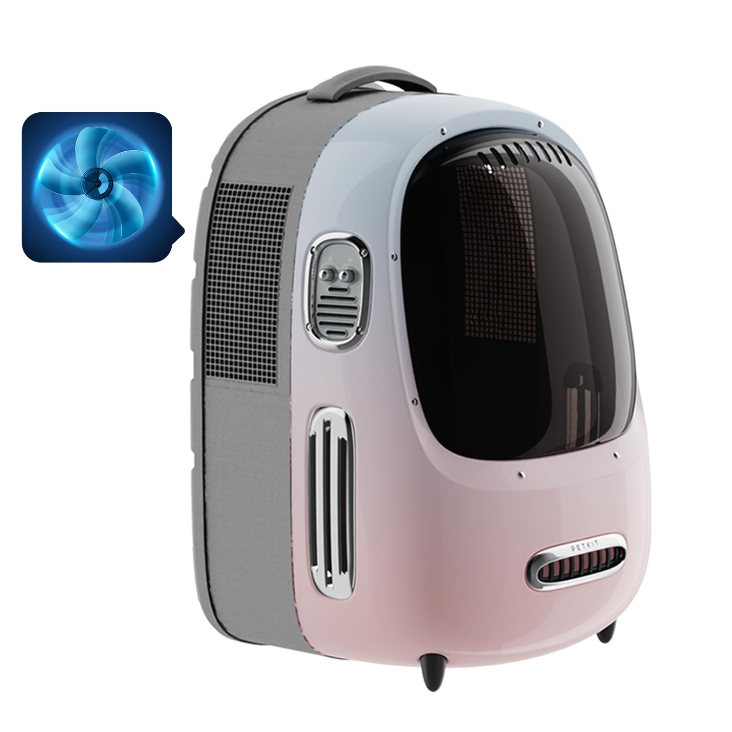PETKIT sac à dos face avant montrant la fenêtre panoramique et l’allure moderne