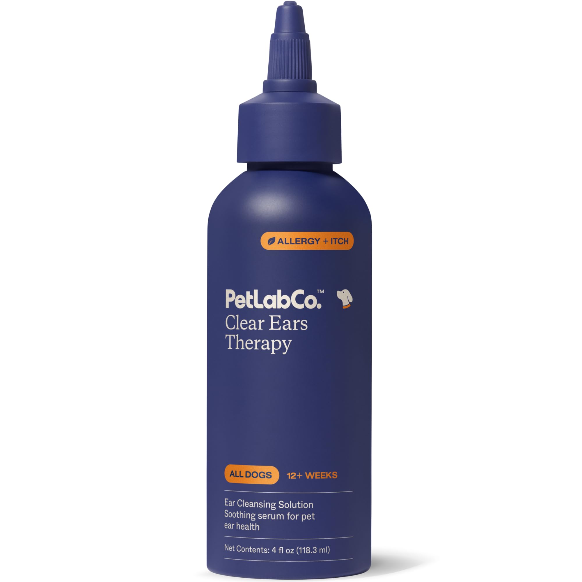 PetLab Co. flacon Clear Ears en vue avant montrant l’emballage professionnel