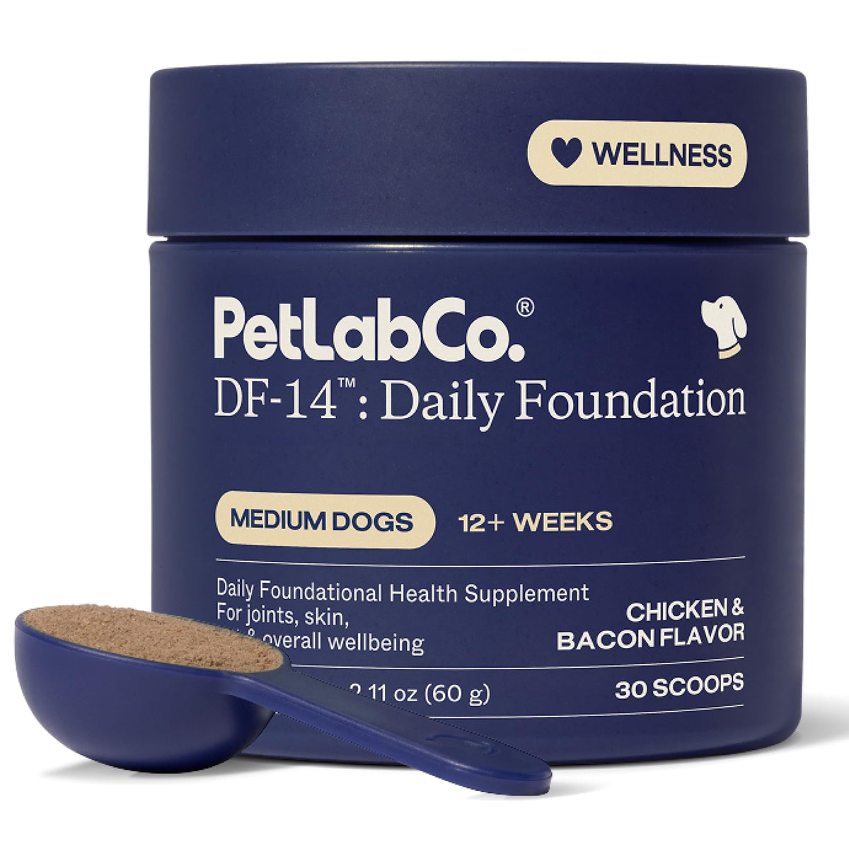 PetLab Co. DF-14 face du packaging montrant le format pratique pour une administration quotidienne