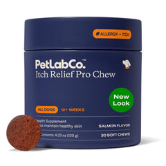 PetLab Co. emballage avant montrant le pot et bénéfice peau apaisée