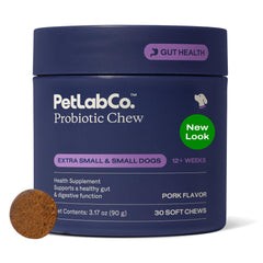 PetLab Co. vue avant du paquet montrant l'étiquette et l'avantage digestif