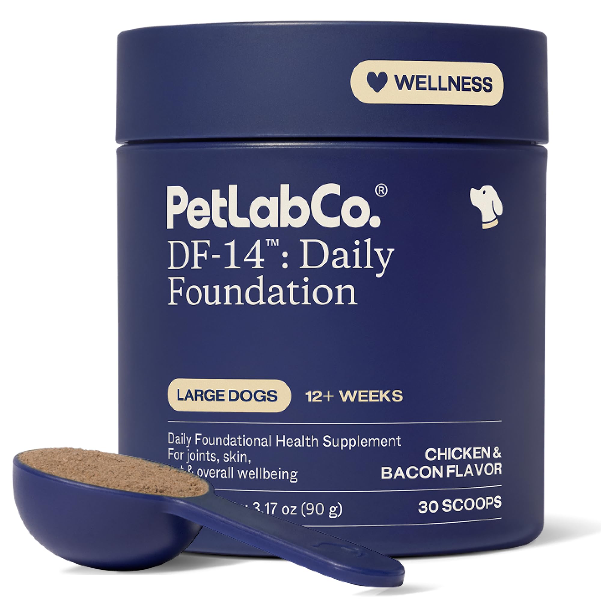 PetLab Co DF-14 emballage avant montrant dose simple bénéfice praticité