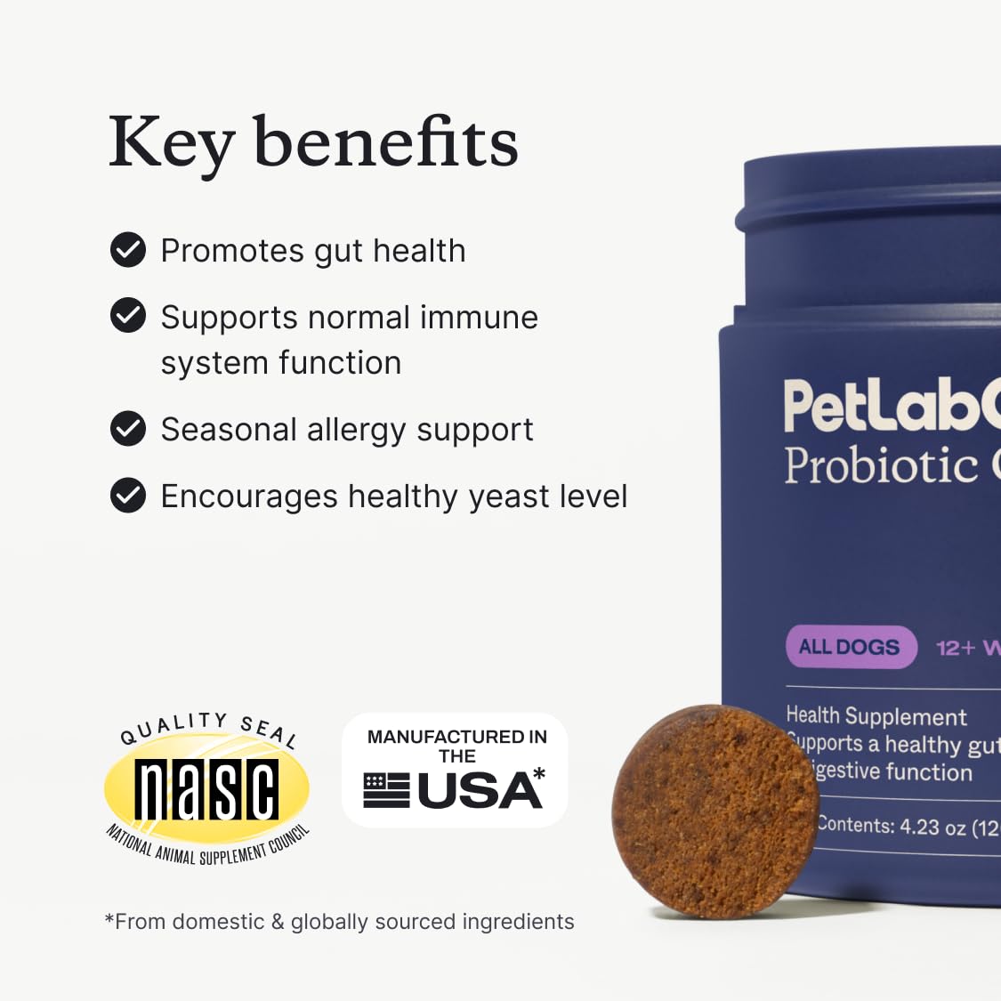 PetLab Co. gros plan mastiquable montrant texture et facilité d'administration