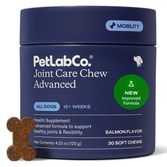 PetLab Co. image de l'emballage avant montrant le format pratique et les bénéfices