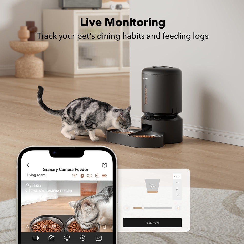 PETLIBRO application smartphone affichant plan de repas et contrôle des portions à distance