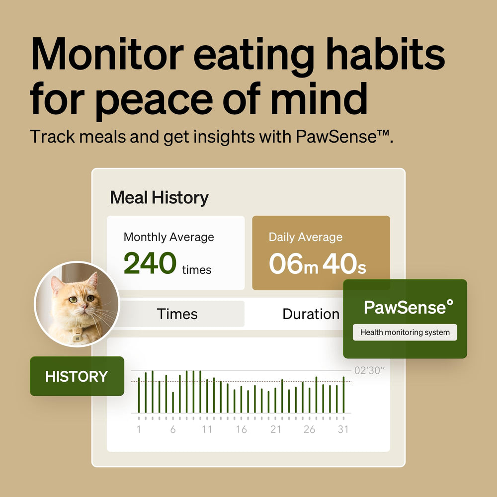 PETLIBRO écran d'application PETLIBRO affichant suivi des repas et alertes pratiques