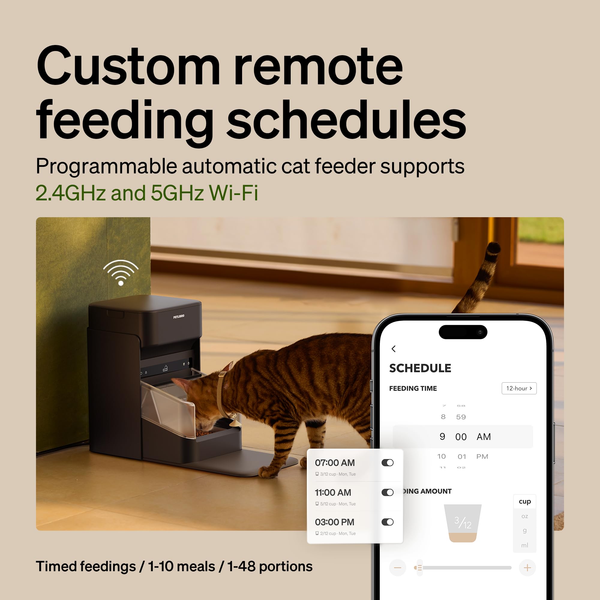 PETLIBRO deux unités installées dans un intérieur exemplifiant alimentation séparée