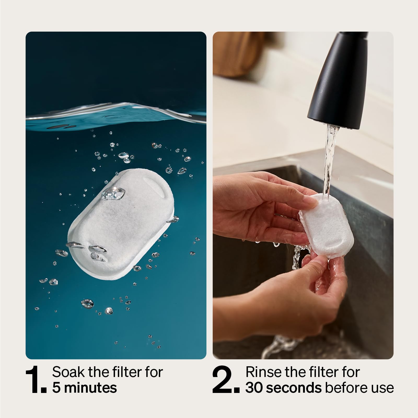 PETLIBRO filtre installé dans la fontaine démontrant un débit d'eau filtrée