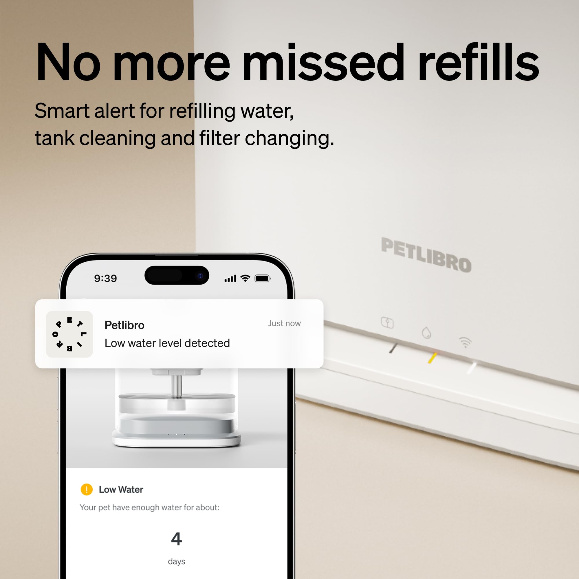 PETLIBRO fontaine dans coin cuisine, intégration esthétique domestique