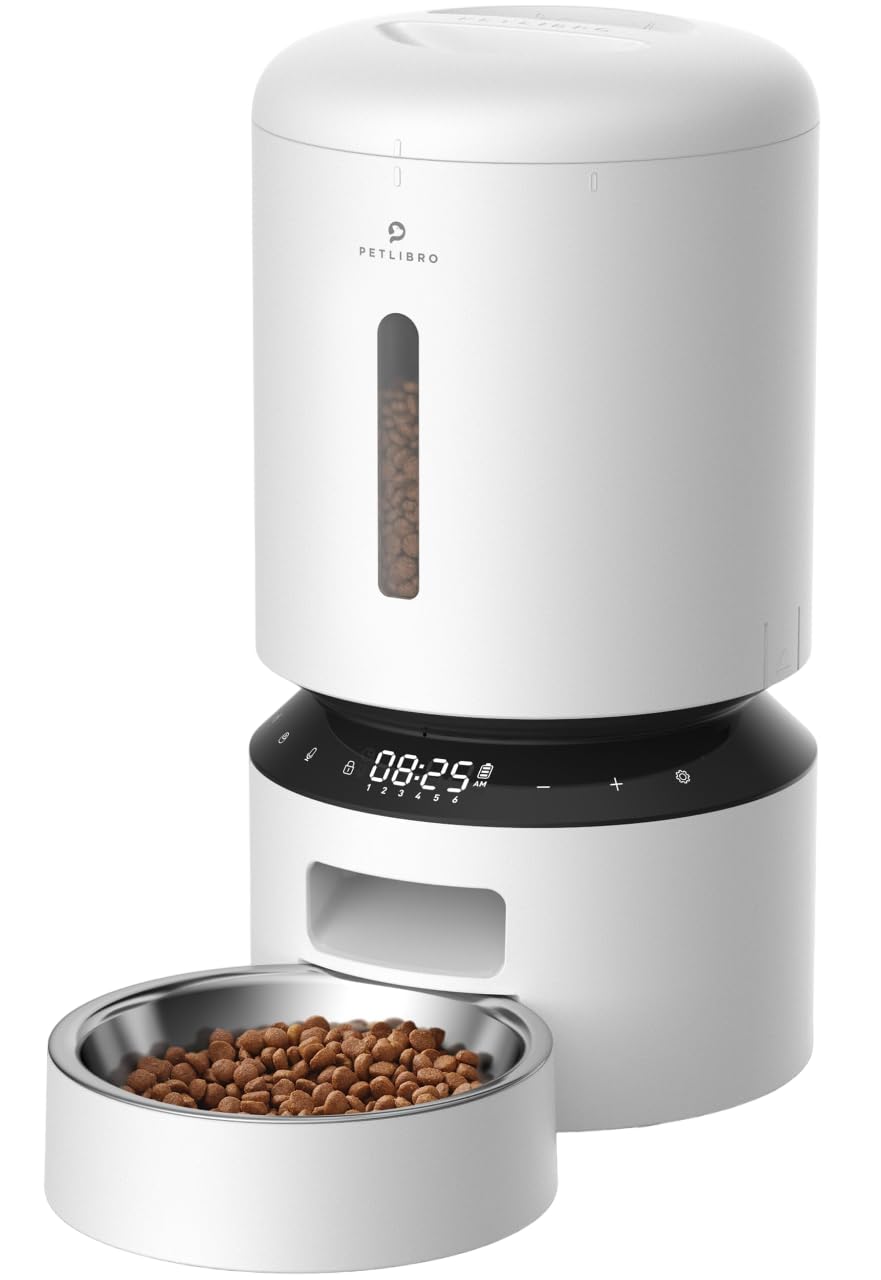 PETLIBRO vue avant du distributeur montrant design compact et capacité 5L