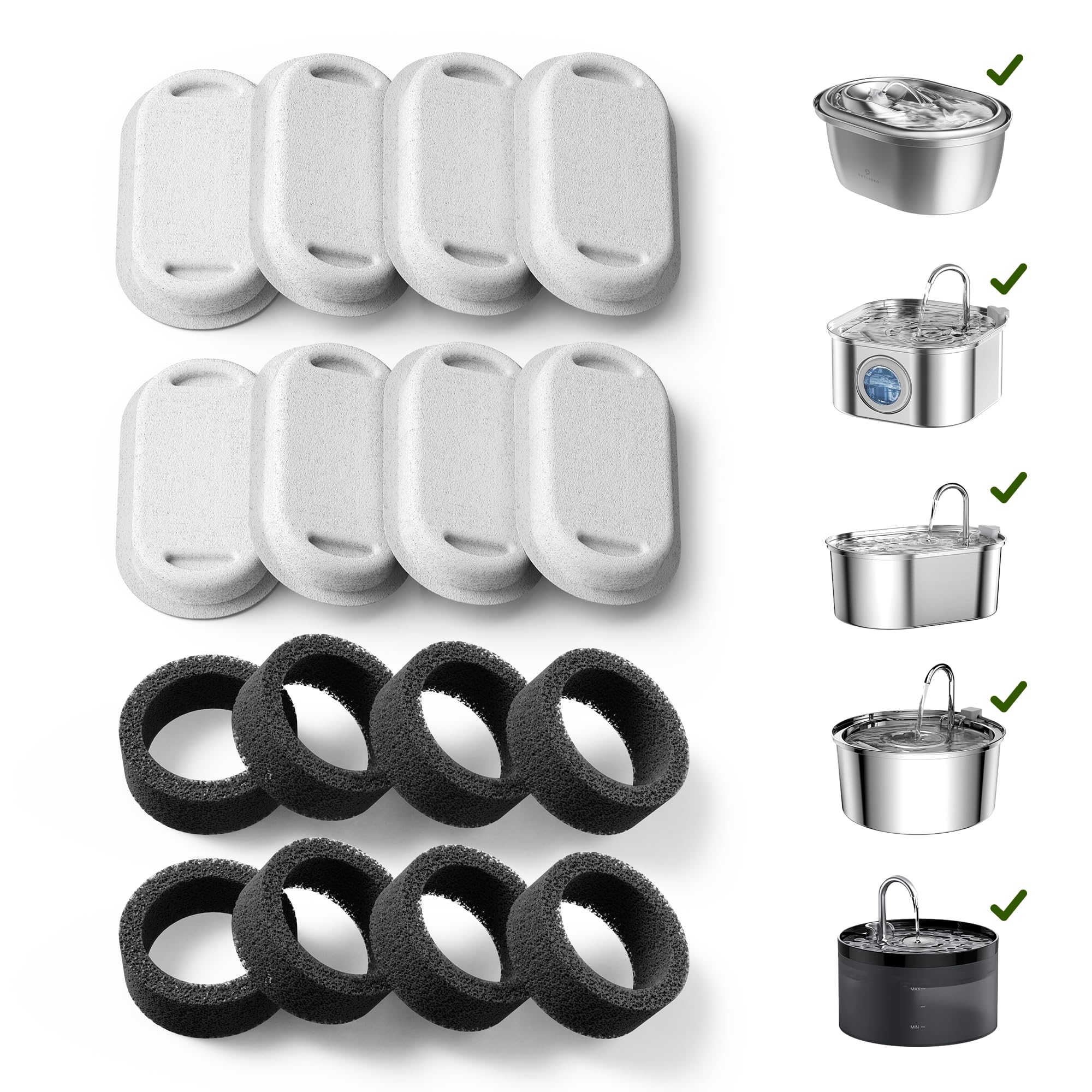 PETLIBRO pack 8 filtres face avant montrant les cartouches pour une eau propre