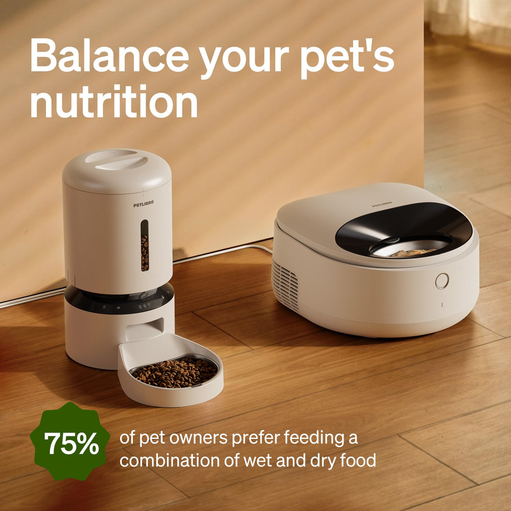 PETLIBRO vue aérienne des trois compartiments montrant portions séparées et conservation