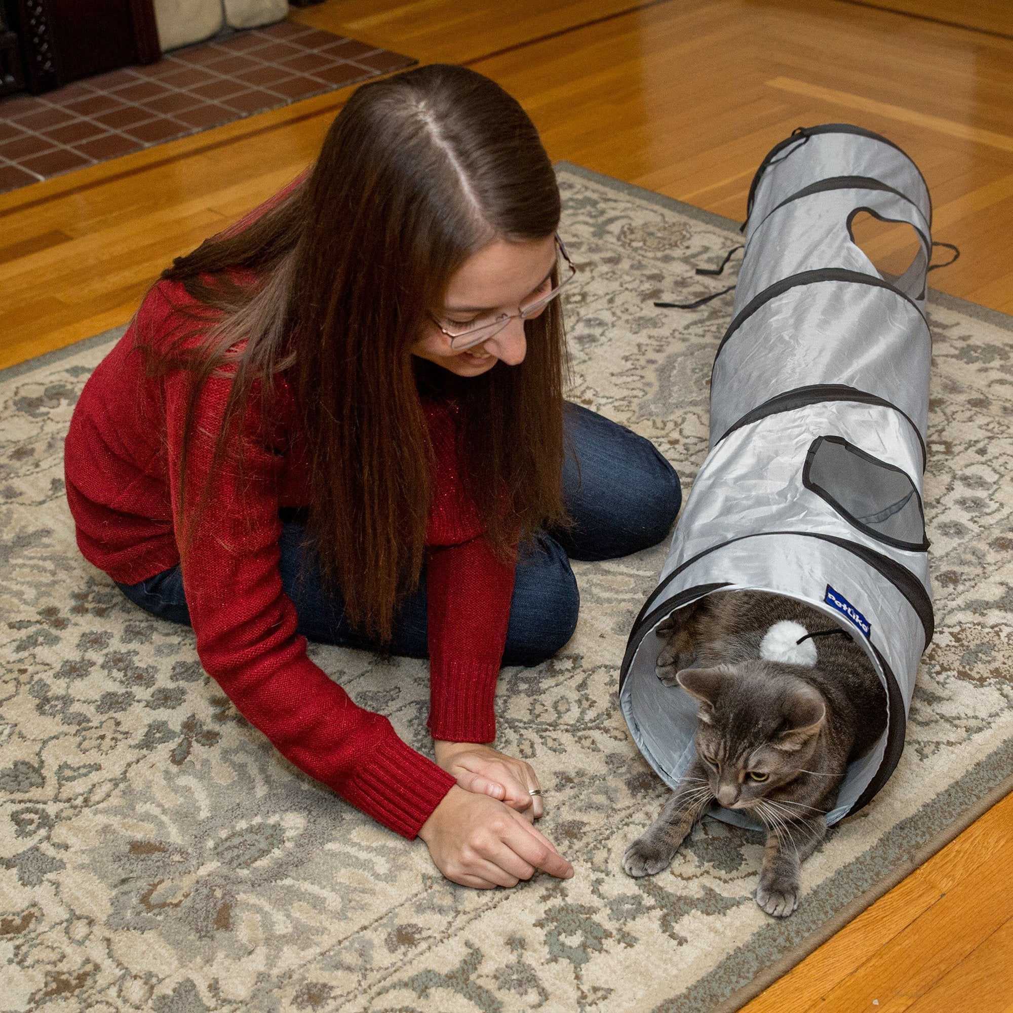 PetLike tunnel installé dans salon pour jeu et intégration déco