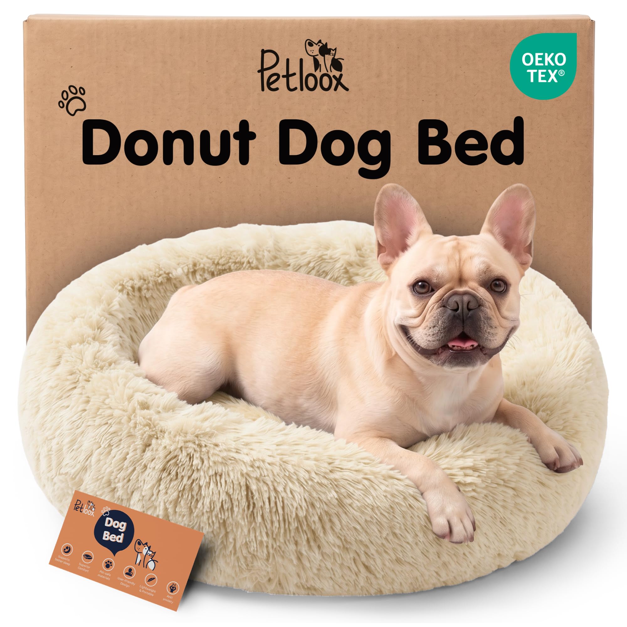 Petloox vue face du panier donut montrant confort et soutien
