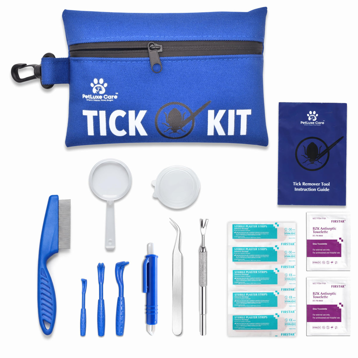 PetLuxe Care vue d'ensemble du kit prêt à l'emploi, rangement organisé