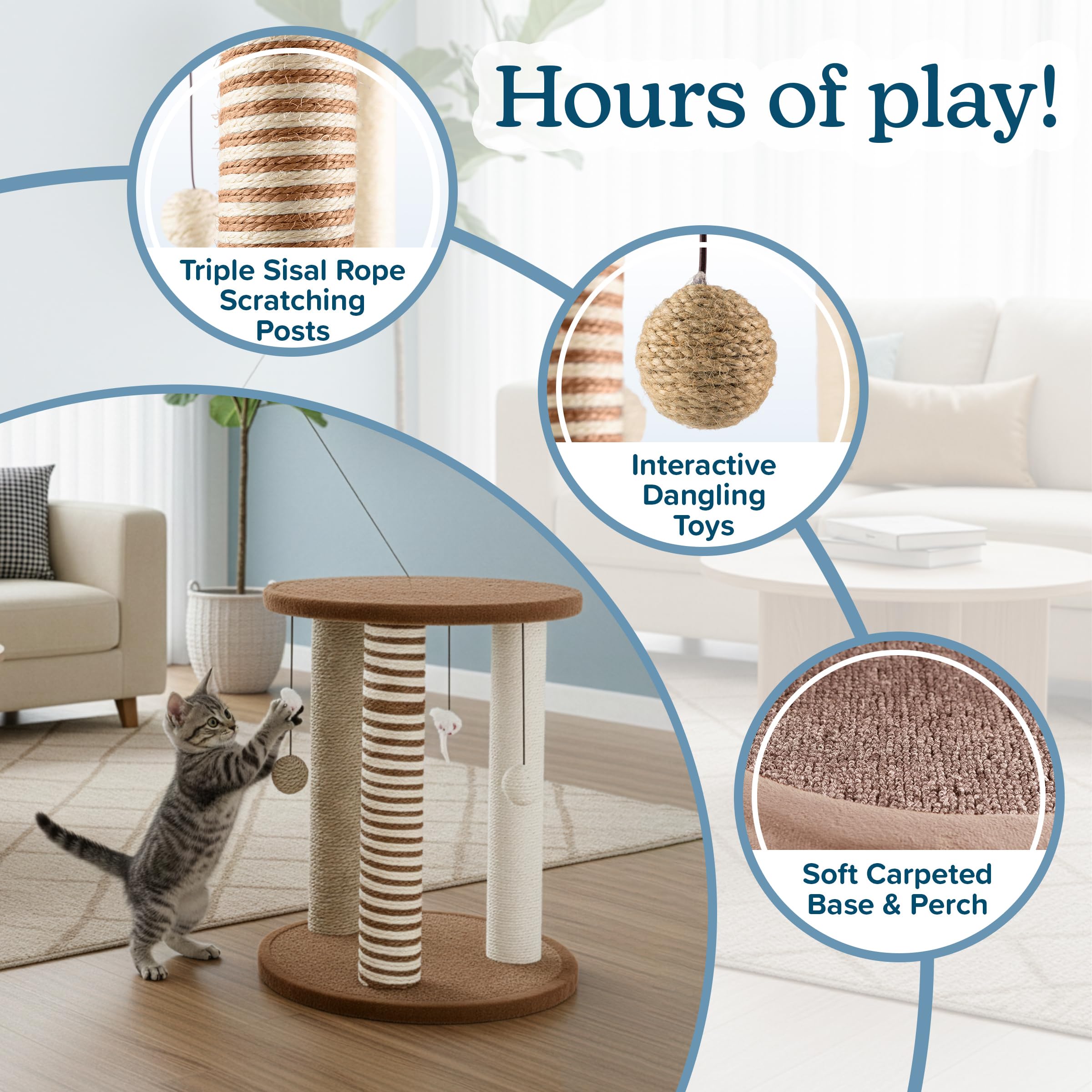PETMAKER gros plan sisal illustrant résistance pour l’usure des griffes