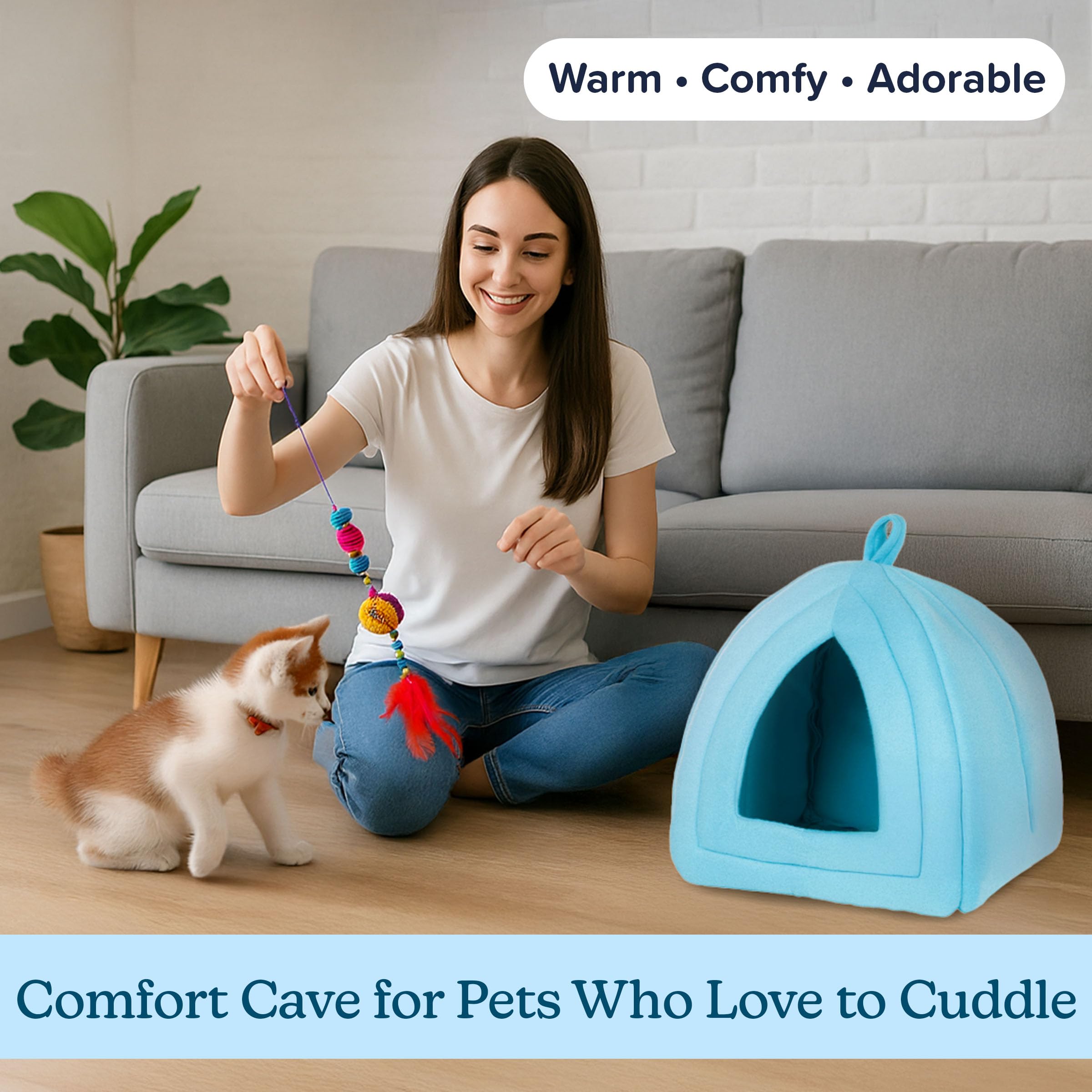 PETMAKER maison pour chat en usage, animal détendu et sécurisé