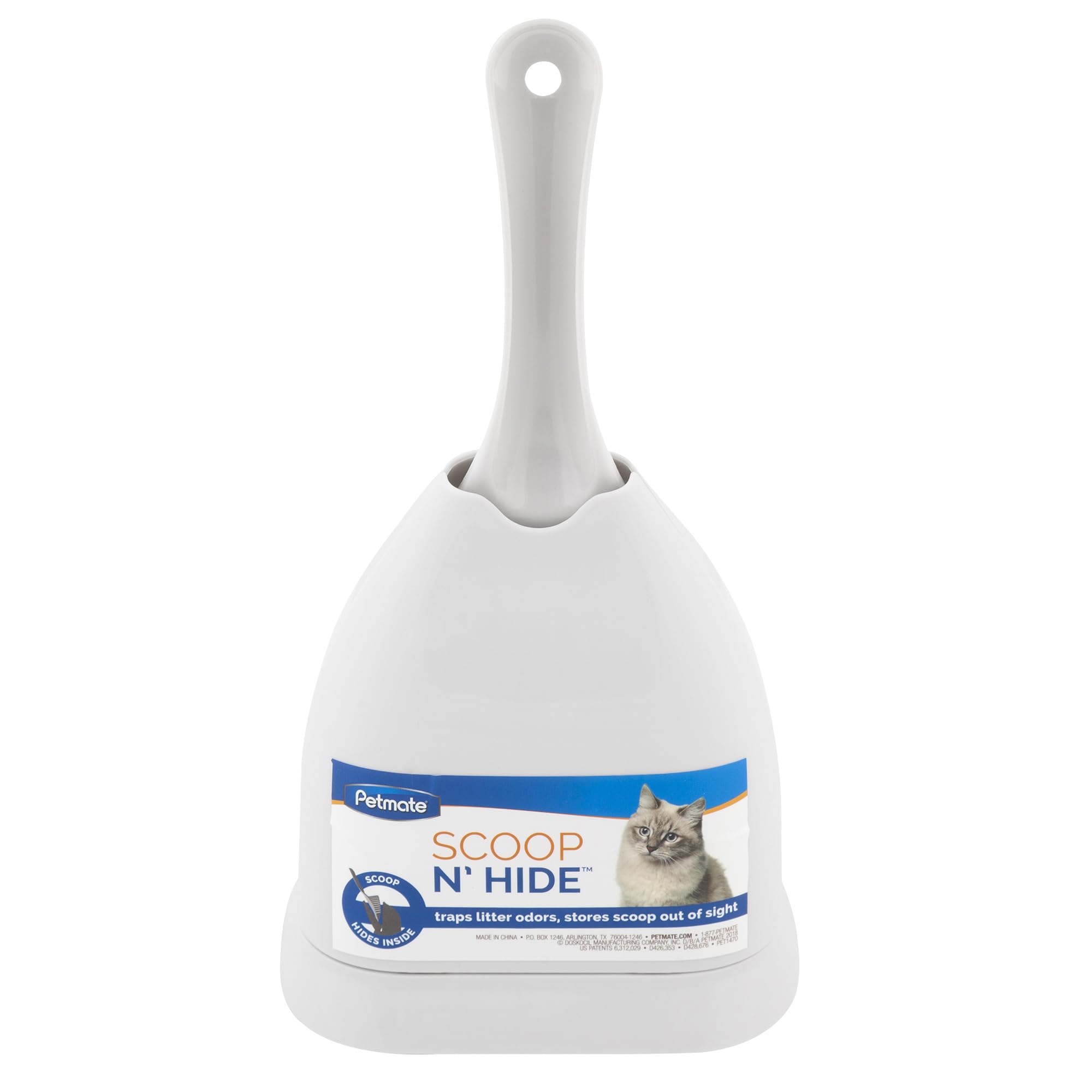 Petmate Scoop N' Hide support fermé démontrant réduction des odeurs et hygiène