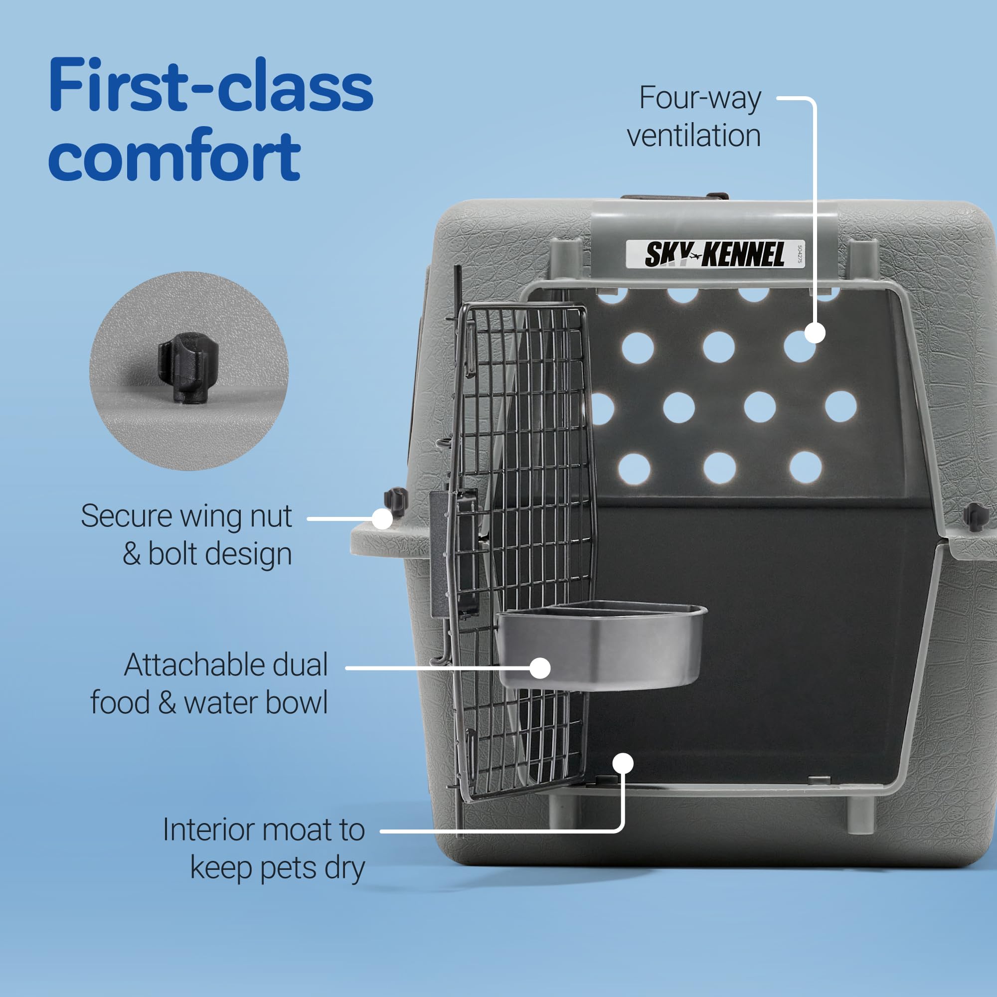 Petmate Sky Kennel accessoires inclus: autocollants, tasse et étiquettes ID pratiques