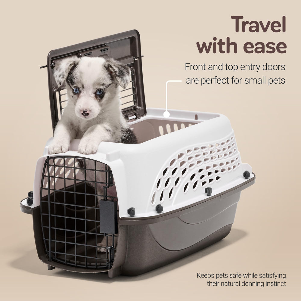 Petmate vue de dessus avec porte supérieure ouverte pour accès pratique