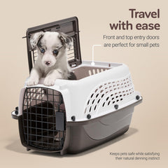Petmate vue de dessus avec porte supérieure ouverte pour accès pratique