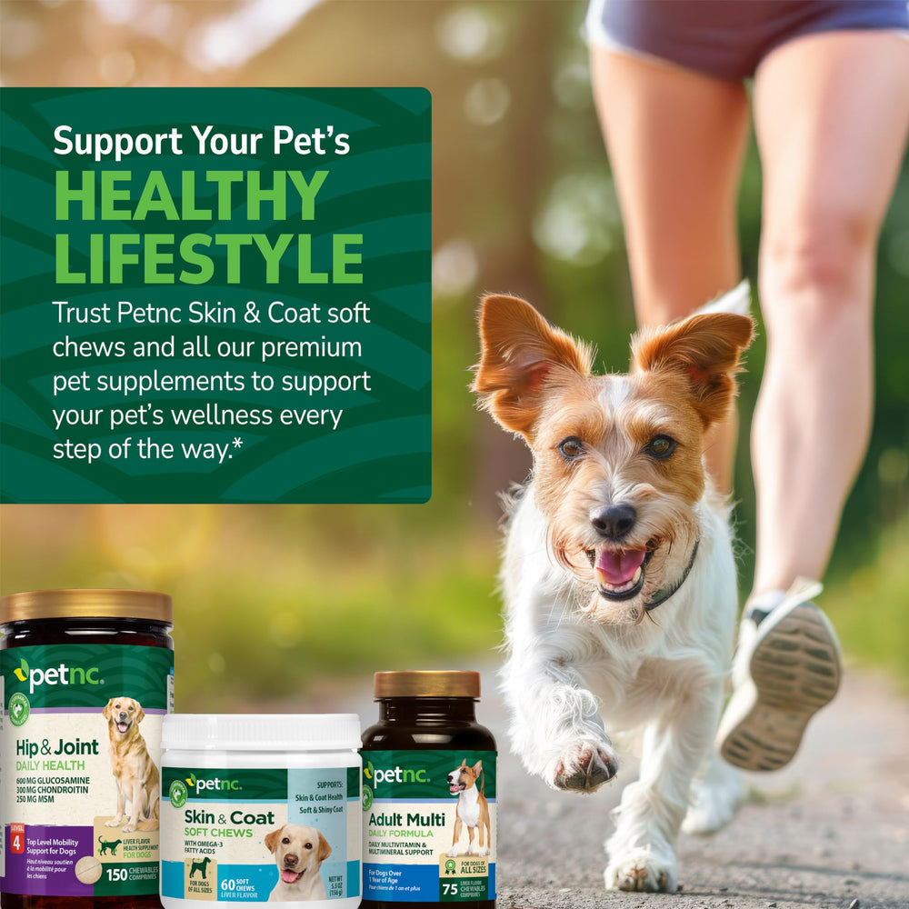 PetNC Natural Care chews à côté d’un objet pour comparer la taille, portion claire
