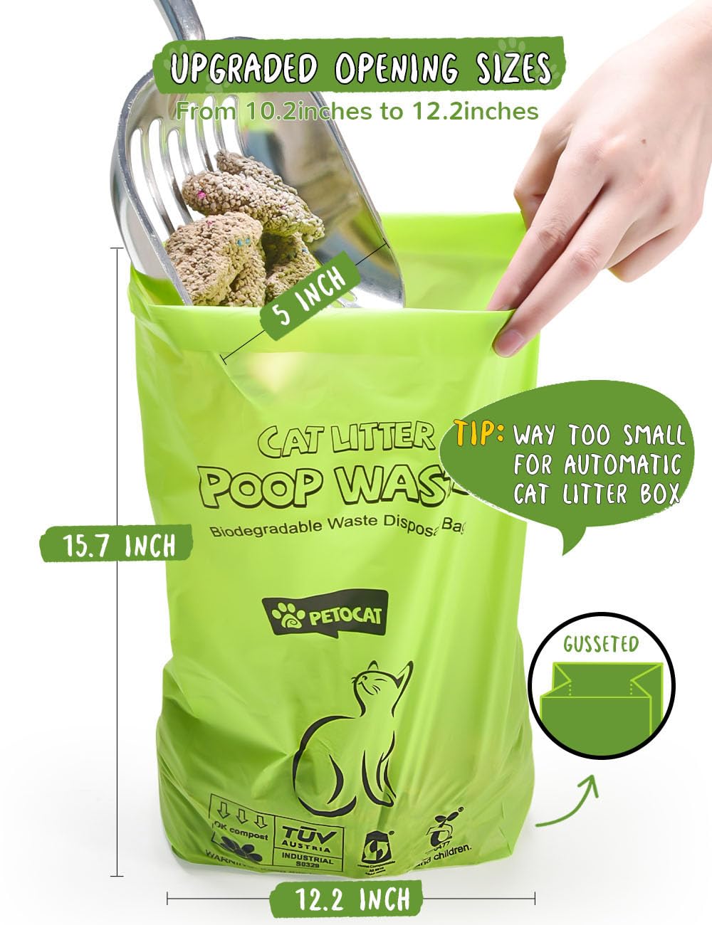 PETOCAT gros plan sur matière biodégradable résistante et sûre
