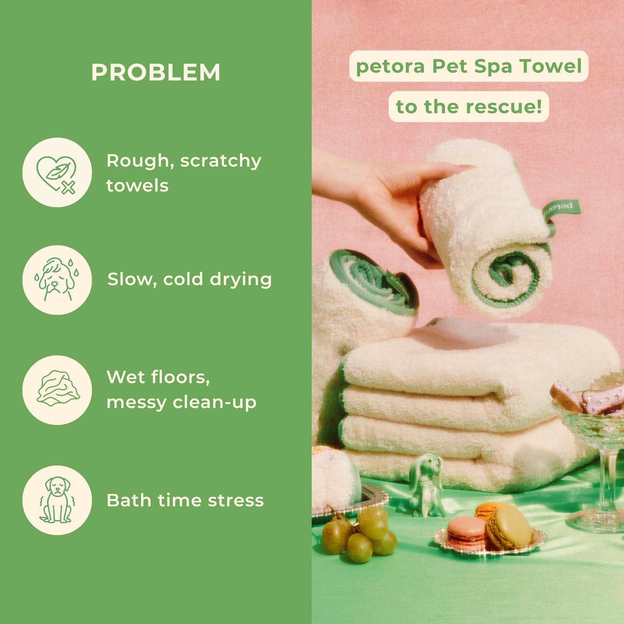 petora serviette utilisée sur chien humide pour séchage efficace