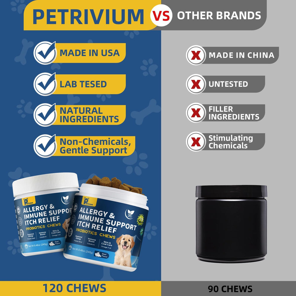 Petrivium chien prenant une chew en main, bénéfice acceptation par l'animal