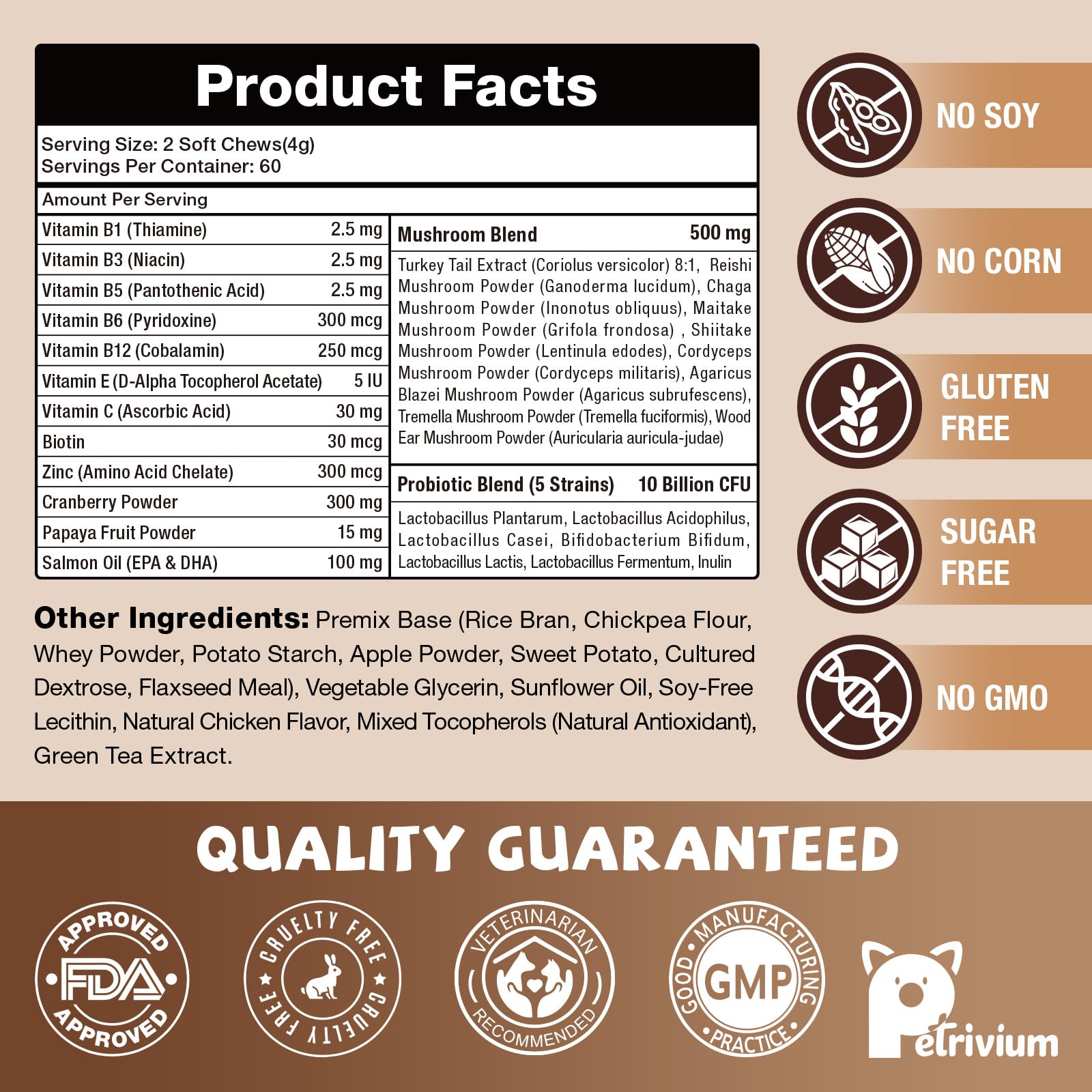 Petrivium étiquette nutrition détail montrant vitamines et instructions