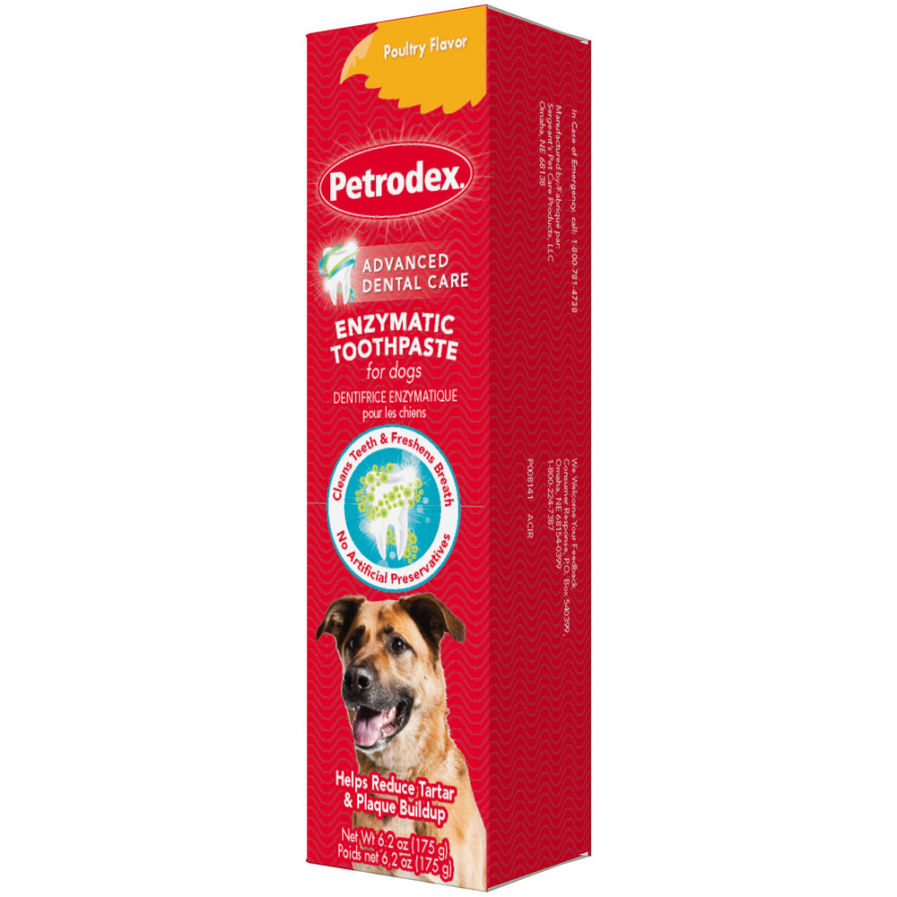 Petrodex tube frontal montrant la marque et pratique pour brossage