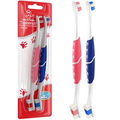 Pets & Pupps brosse double tête vue frontale montrant prise antidérapante et nettoyage efficace
