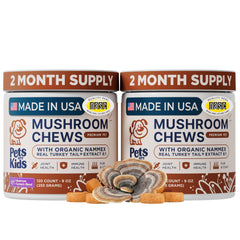 Pets Are Kids Too emballage avant montrant formule multis‑champignons et bénéfice sécurité