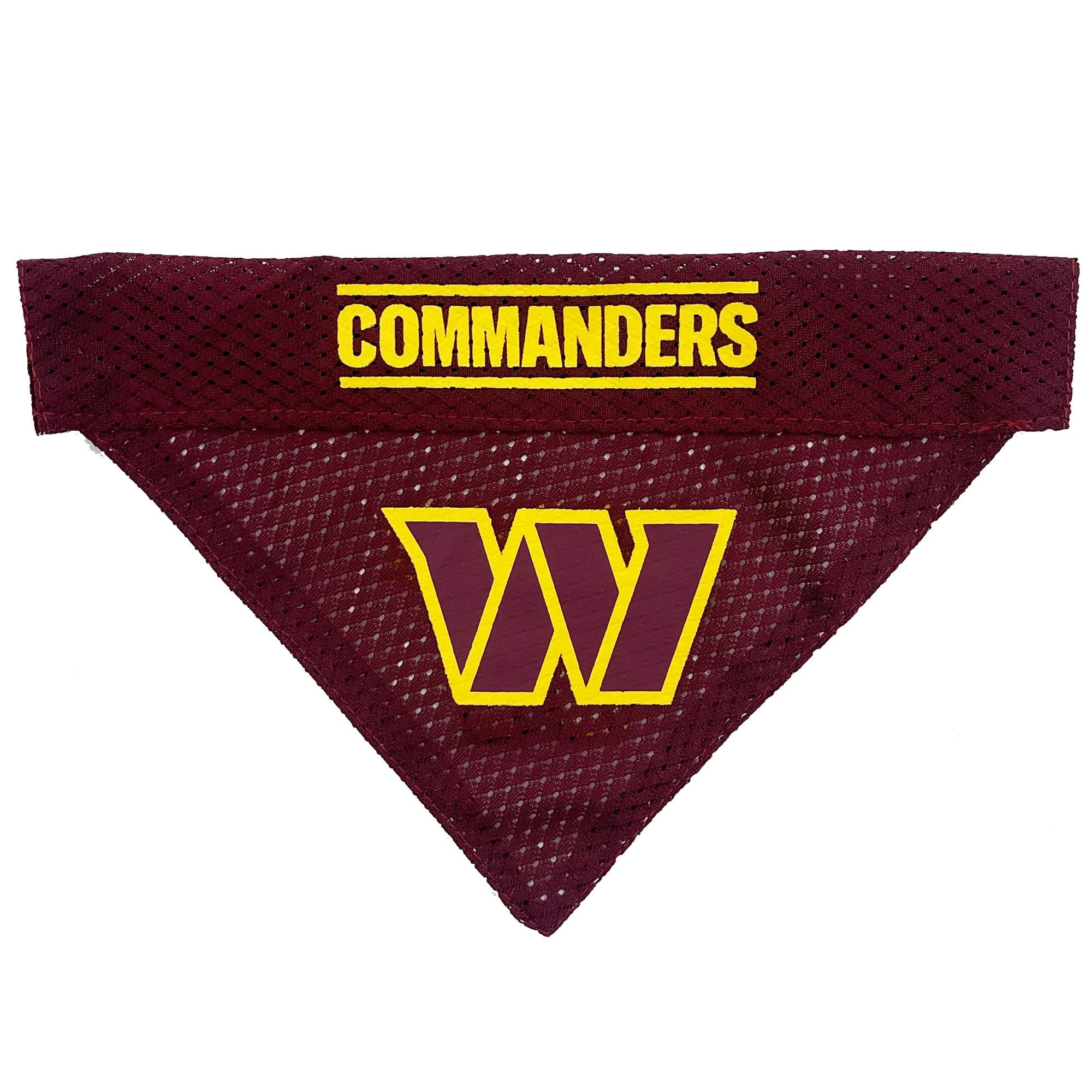 Pets First bandana Washington Commanders face avant montrant logo officiel et couleurs vives
