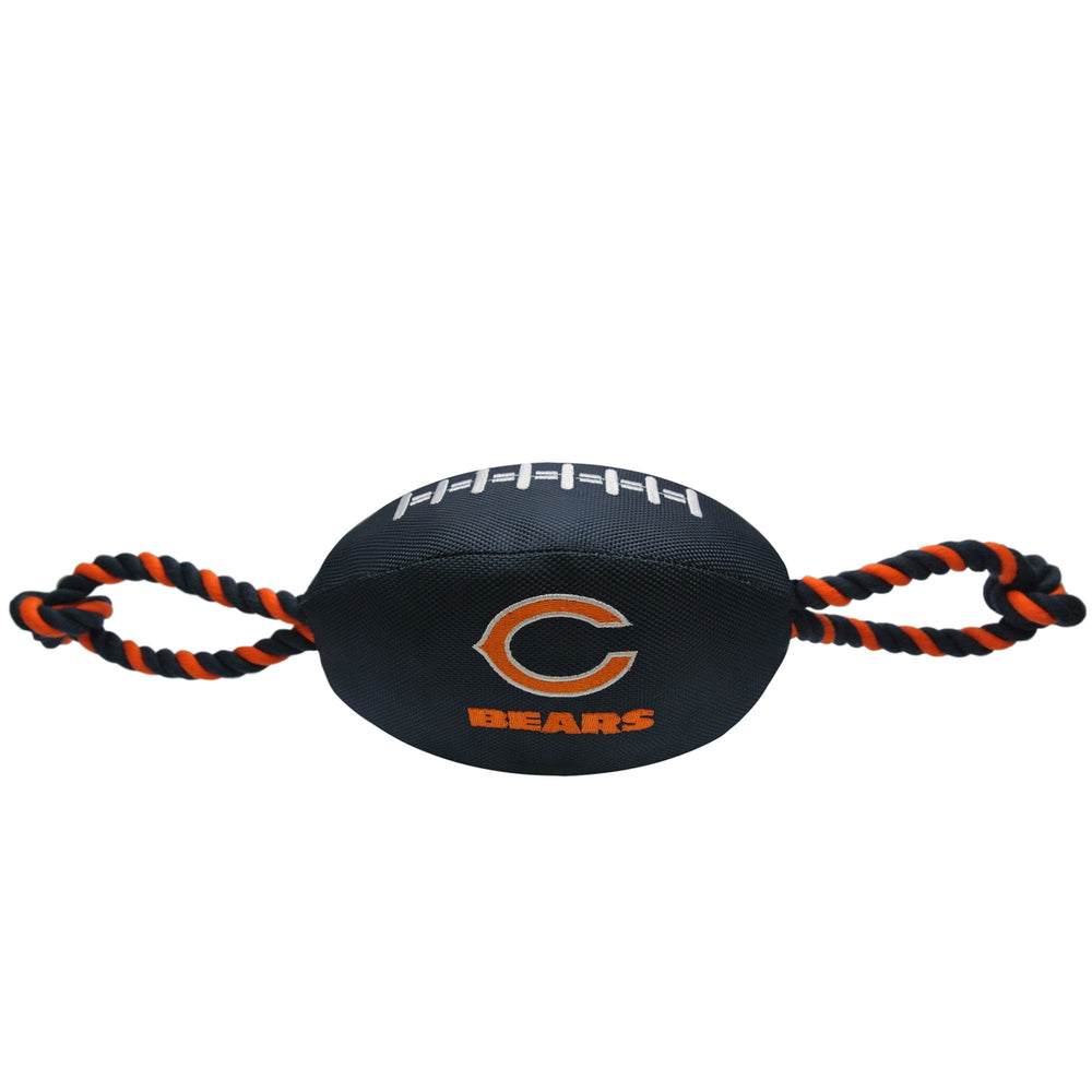 Pets First jouet Chicago Bears vue avant montrant les couleurs et la forme football, divertissement assuré