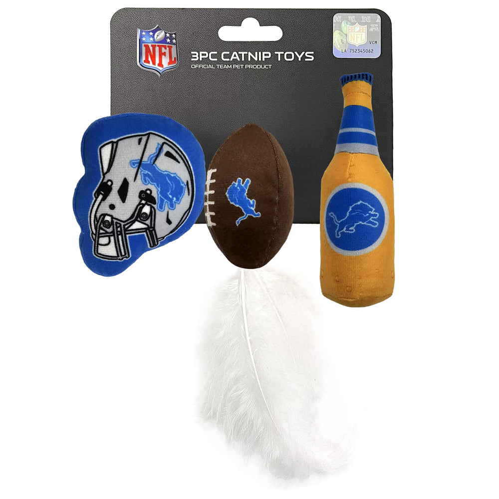 Pets First coffret Detroit Lions devant montrant les trois jouets et le logo équipe